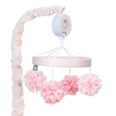 Coral Pink Butterfly and Floral Musical Crib Mobile by The Peanut Shell 