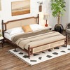 Kumasinova Rustic Pine Wood Bed Frame with Rattan Headboard&Footboard,Central-Enhanced Platform Bed,No Box Required,500lbs Max,King Size - 2 of 4