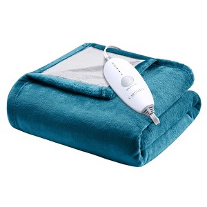 Heated Blanket Electric Throw Soft Reversible Flannel Heating Blankets for Couch, 5 Heat Settings - 1 of 4