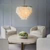 ALOADECOR Modern Coastal Capiz Tiered Chandelier Bronze Farmhouse Natural Seashell Pendant Light For Dining Room - 2 of 4