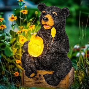 GIGALUMI Solar Cute Bear with Honey Statue Light for Gift, Outdoor Decor with LED Lights, Gift for Mom, Grandma & Wife - 1 of 4