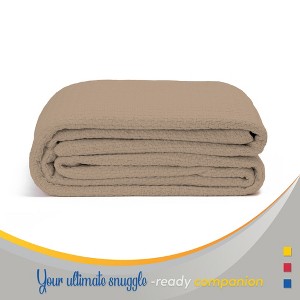 Color Sense 100% Cotton Warm & Cozy Super Soft Antimicrobial Basket Weave Blanket - 1 of 4