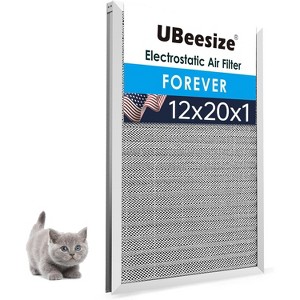 UBeesize 12x20x1 Reusable Electrostatic Air Filter HVAC AC Furnace Filter,MERV 8,Washable, Lasts a Lifetime,Permanent Air Filter, Home And Office - 1 of 1