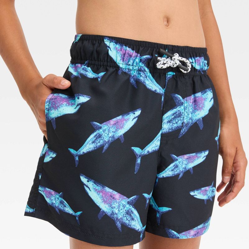 Boys&#39; Shark Printed Swim Shorts - art class&#8482; Black, 3 of 5