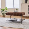 Vynxaria 30.7" Upholstered Ottoman Coffee Table with Open Storage & Black Metal Legs - 2 of 4