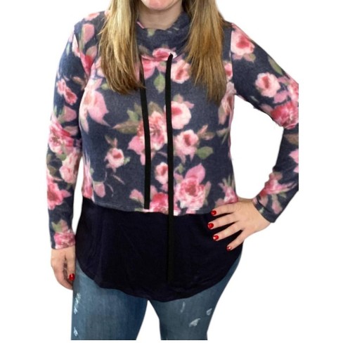 Women's Floral Cowlneck Sweater - honeyme - image 1 of 2