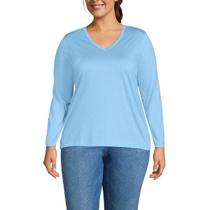 Lands' End Women's Relaxed Supima Cotton Long Sleeve V-Neck T-Shirt - 1 of 3