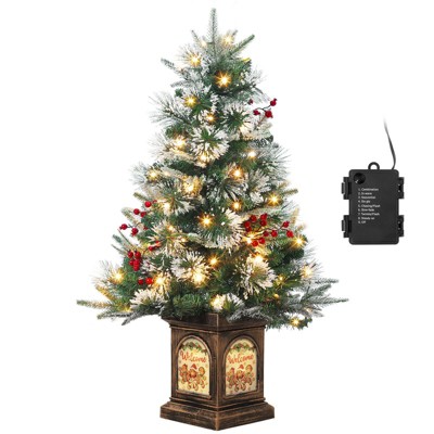 Jojoka 3ft Pre-Lit Artificial Christmas Tree, Features Led Lights, Realistic Spruce Design Options for Indoor/Outdoor Decor & Easy Display