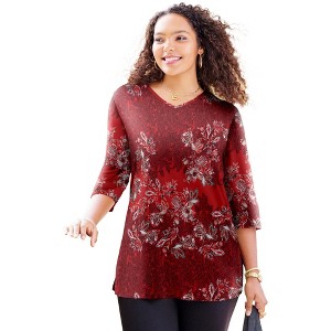 Catherines V-Neck Placement Print Top - 1 of 4