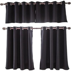 Black Blackout Valance 52x18 Inch, Short Thermal Insulated Window Curtain for Kitchen, Living Room & Bedroom - 1 of 4