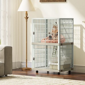 QuestaPack 41'' 2-Tier Cat Cage Cat Crate with Door Locks and Bottom - 1 of 4