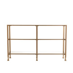 Jaymes Narrow Metal Console Table with Glass Shelves - Gold - SEI - 1 of 4
