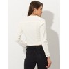 Allegra K Women's Collarless Button Down Crop Jean Denim Jackets - 3 of 4