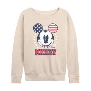 Women's - Disney - Americana Lightweight French Terry Wide Neck Long Sleeve Shirt - 1 of 4