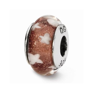 Black Bow Jewelry Red, White Stars Hand-Blown Glass & Sterling Silver Bead Charm, 13mm - 1 of 3