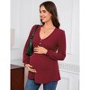 Coolmee Womens Maternity Tops Long Sleeve Pregnancy Tunic Blouses Button V Neck Ribbed Shirts Pregnant Clothes - 2 of 4
