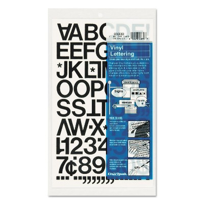 Chartpak Press-On Vinyl Letters & Numbers Self Adhesive Black 1"h 88/Pack 01030