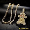 Men's Hip Hop Chain Necklace - Iced Out Silver/Gold Pendant (Monkey/Bear/Lion), Rapper Bling Jewelry - 4 of 4