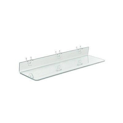 Azar Displays 16" X 4" 4pk Clear Acrylic Shelf For Pegboard and Slatwall