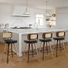 Bekrvio 26"/29" Mid-Century Modern Swivel Bar Stools Set of 1/2/3/4- Faux Leather Upholstered with Back and Bent Wood Legs,Ideal for Kitchen Island - 2 of 4