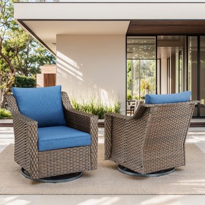Belord Patio Swivel Rocking Chairs Set of 2, All Weather PE Wicker Patio Furniture Swivel Glider Rocker Chair with Wide Armrest and Deep Seat - 1 of 4