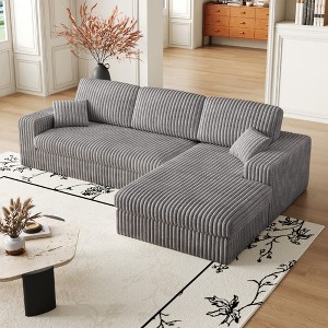 KTMBDW 114.5 Inch Reversible L Shape Sofa, Convertible Sofa, 2-in-1 Sofa with Chaise, Comfy Couches for Living Room, Corduroy - 1 of 4