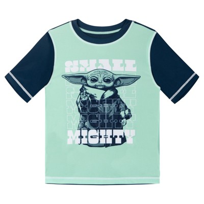 Star Wars The Mandalorian Little Boys' Short Sleeve Graphic Swim Shirt and Drawstring Swim Shorts Set Mint Grogu 7-8 — фото 3