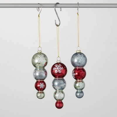 6"H Sullivans Christmas Modern Finial Ornaments Set of 3  Multicolor