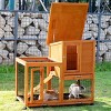SEVOBAL 39" Rabbit Cage Orange Indoor Outdoor Bunny Hutch on Wheels 2 Story Wooden Bunny Cage for Animals with 2 Removable Trays Animal Enclosure - 2 of 4