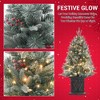 COZONY 3ft Pre-Lit Flocked Tabletop Christmas Tree with 78 Warm White LEDs, Burlap Base, Mini Artificial Holiday Decor - 3 of 4
