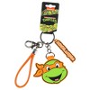TMNT Michelangelo Rubber Character Design Air Tag Holder Keychain Wristlet with Lobster Clasp and 2"Rubber Michelangelo Pendant Multicolored - 4 of 4