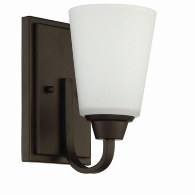 Modern Espresso Brown Wall Sconce with Frosted Glass Shade