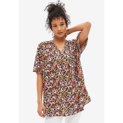 ellos Short Sleeve Inverted Pleat Tunic