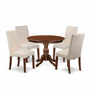 HomeStock 5-Piece Mahogany Finish Solid Wood Top Dining table with 4-Chairs - 1 of 4