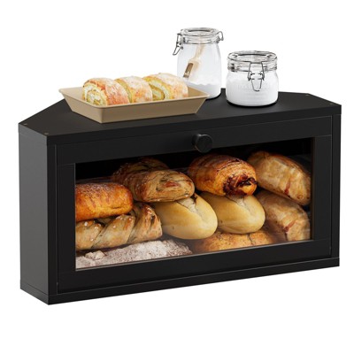 Hausource Bamboo Bread Box, Countertop Bread Storage Cabinet with