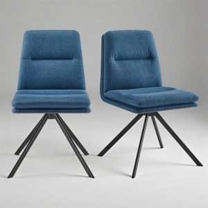 Art Leon Modern Fabric 360 Degrees Swivel Armless Office Chairs with Metal Legs, Set of 2 - 1 of 4