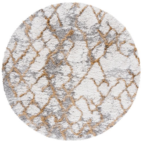 Horizon Shag Hzn894 Power Loomed Area Rug - Ivory/gold - 8' Round ...