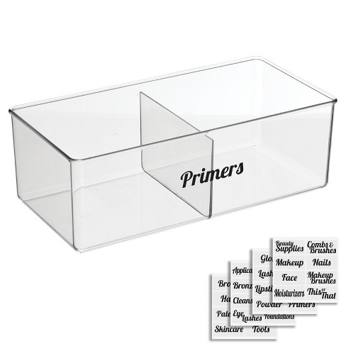 mDesign Small Plastic Divided Cosmetic Storage Organizer Caddy Tote Bin -  Clear