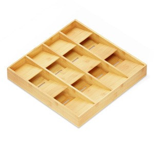 SpaceAid Bamboo Silverware Drawer Organizer with Labels (12 Slots) - 1 of 4