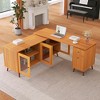 66.5" Modern L-shaped Executive Desk With Delicate Tempered Glass Cabinet Storage Drawers Right-Angle Desk Business Furniture Desk - 2 of 4