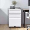 GlasFlength File Cabinets 3 Drawer File Cabinet Rolling Filing Cabinet Mobile File Cabinet for Home Office, White, 14.69"*17.32"*23.62" - 2 of 4