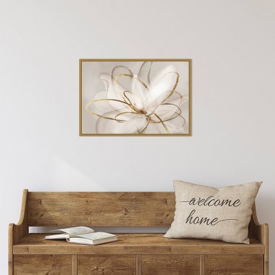 Eva Watts Gold Framed Abstract Floral Canvas Print