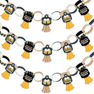 Big Dot of Happiness Cheers and Beers Happy Birthday - 90 Chain Links and 30 Paper Tassels Decor Kit- Birthday Party Paper Chains Garland - 21 feet