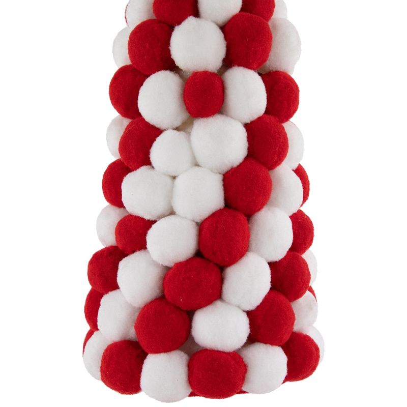 Northlight 15" Red and White Candy Cane Pom Pom Christmas Tree Table Decoration, 4 of 6