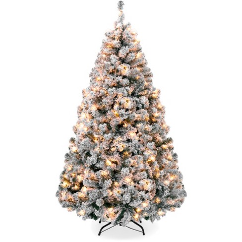 Lighted Flocked Artificial Christmas Tree - Includes A Tree Storage Bag and Remote Control The Holiday Aisle Size: 7.5