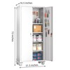 SUXXAN 72"H Metal Storage Cabinet with Wheels and Pegboard, 4 Adjustable Shelves and Lockable Door for Garage,Required Assembly - 3 of 4
