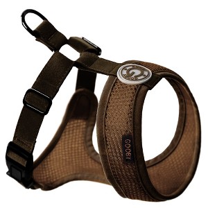 Gooby Freedom Harness II, Choke Free Mesh Harness for Small Dogs with Microsuede Straps, Brown, X - 1 of 1