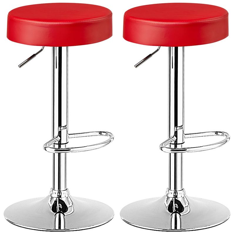 Costway Set of 2 Round Bar Stool Adjustable Swivel Pub Chair w/ Footrest White\Red\Black, 1 of 11