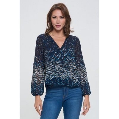 Ava Long Sleeve Surplice High-Low Hem Top