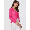 INSPIRE CHIC Women's Tie Front Ruffled Hem Floral Lace Sheer Crop Bolero Shrug - 4 of 4